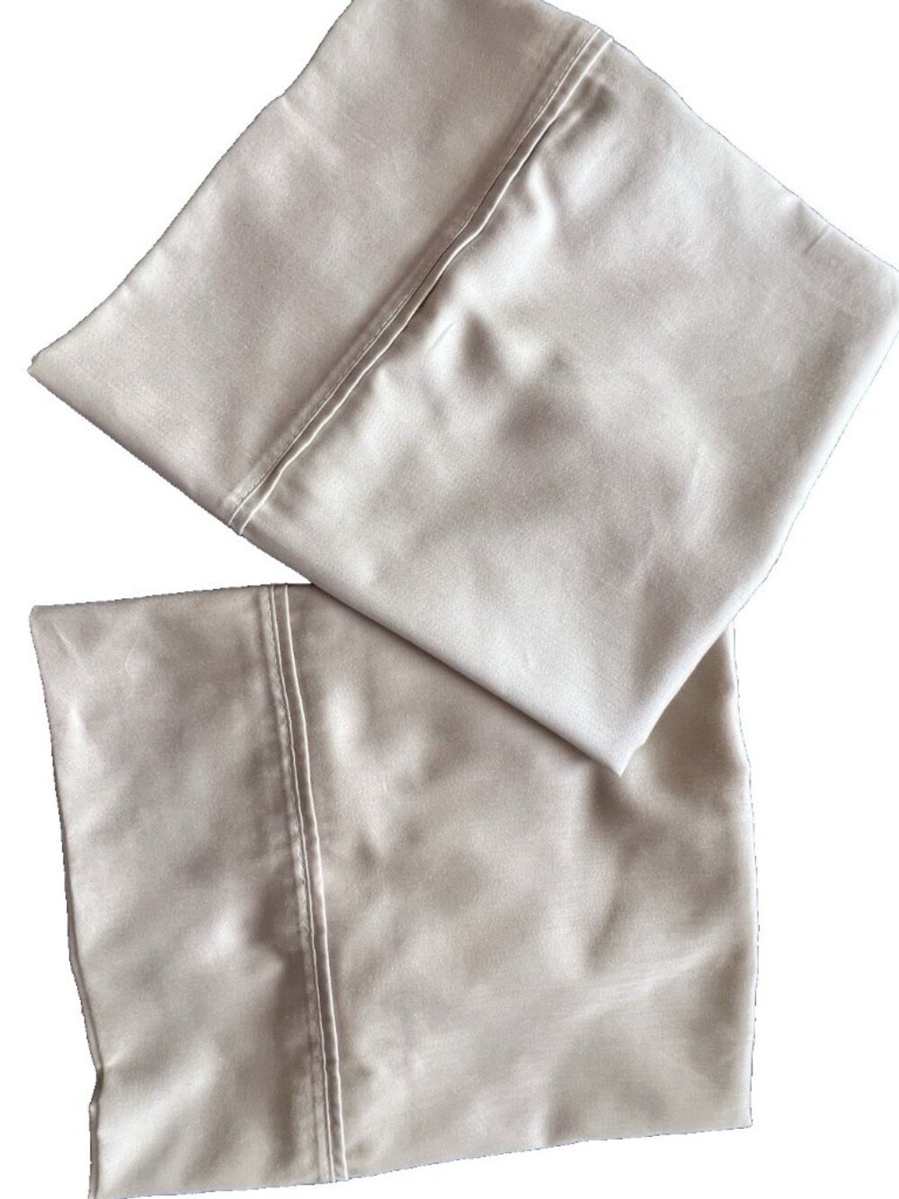 QUEEN Standard Pair Pillowcases Ecru Tan 100% Cotton 300TC Pure Earth PRISTINE